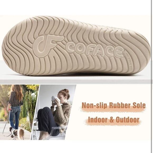 NWT Coface Women’s Size 7 Cream Beige Knit Slippers House Shoes Slip On - Picture 14 of 14